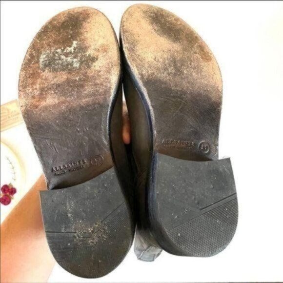 Allsaints Classic Leather Motorcycle Biker Boots EU 37/US 6 Gray Moto - Picture 9 of 16